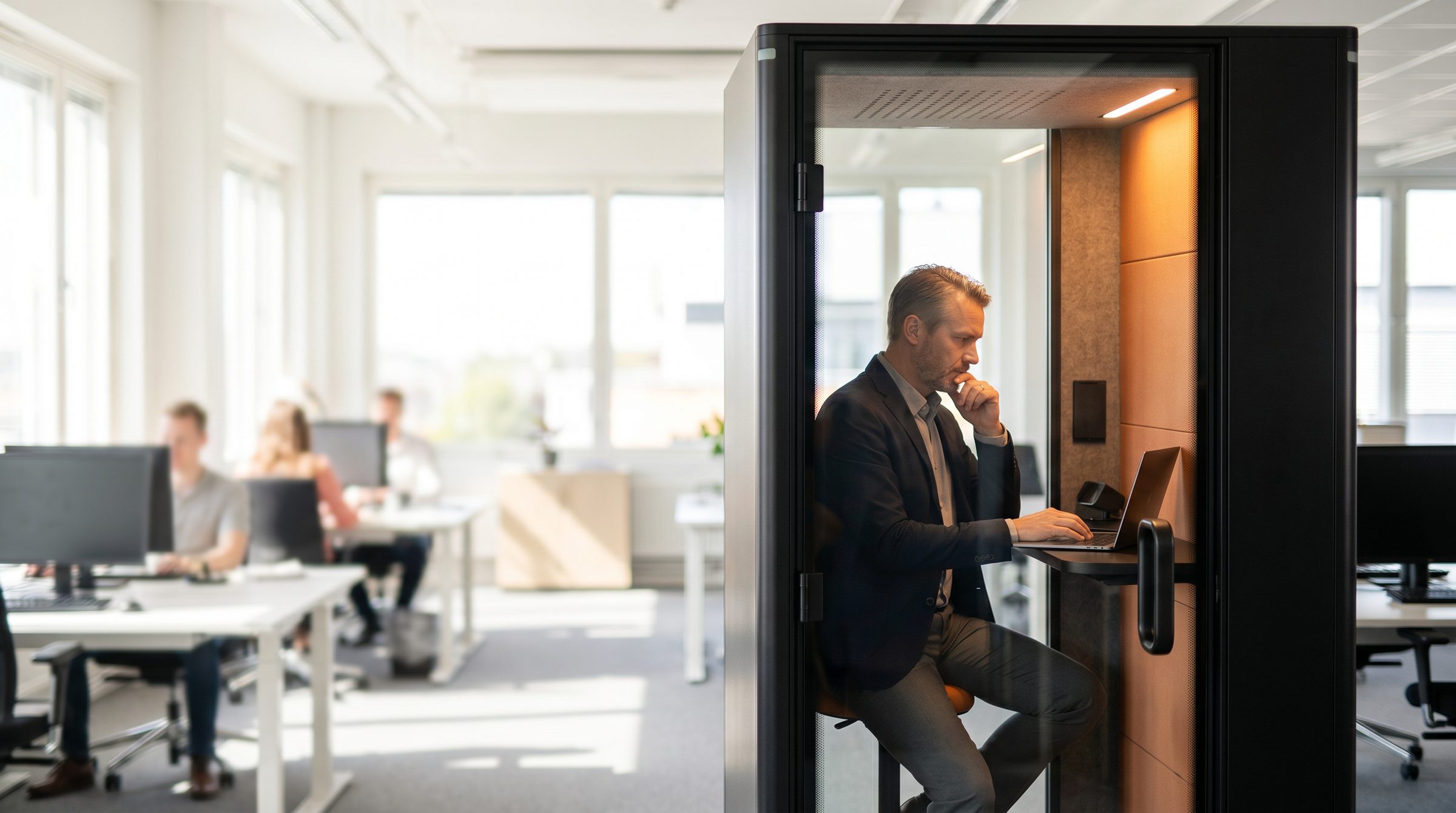 A Calma pod in a real workspace, the four foundations working together as one