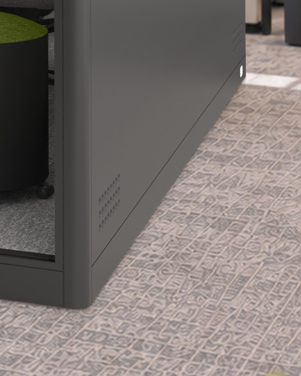 Calma XXLarge base corner in close-up: the ventilation slots in the base panel